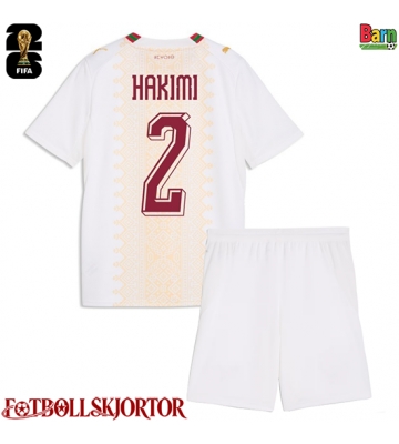 Marocko Achraf Hakimi #2 Borta Kläder Barn VM 2026 Kortärmad (+ Korta byxor)